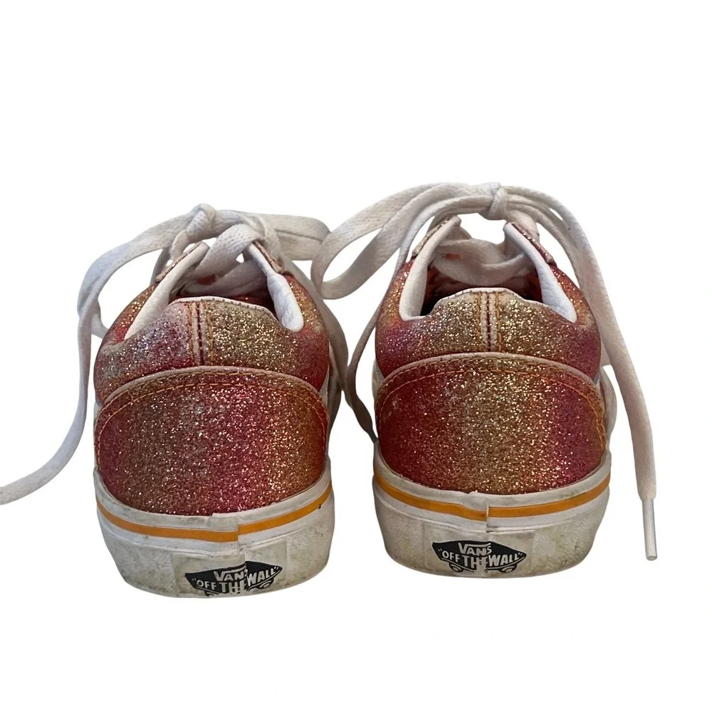 Vans Kids Pink Orange Sparkly Glitter Sneakers Girls 2 Comfort Bold Fun Shoes